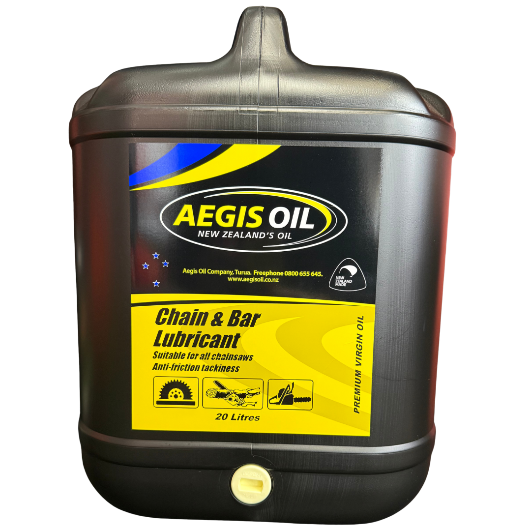 Aegis 20L Oil chain and bar lubricant container on a white background