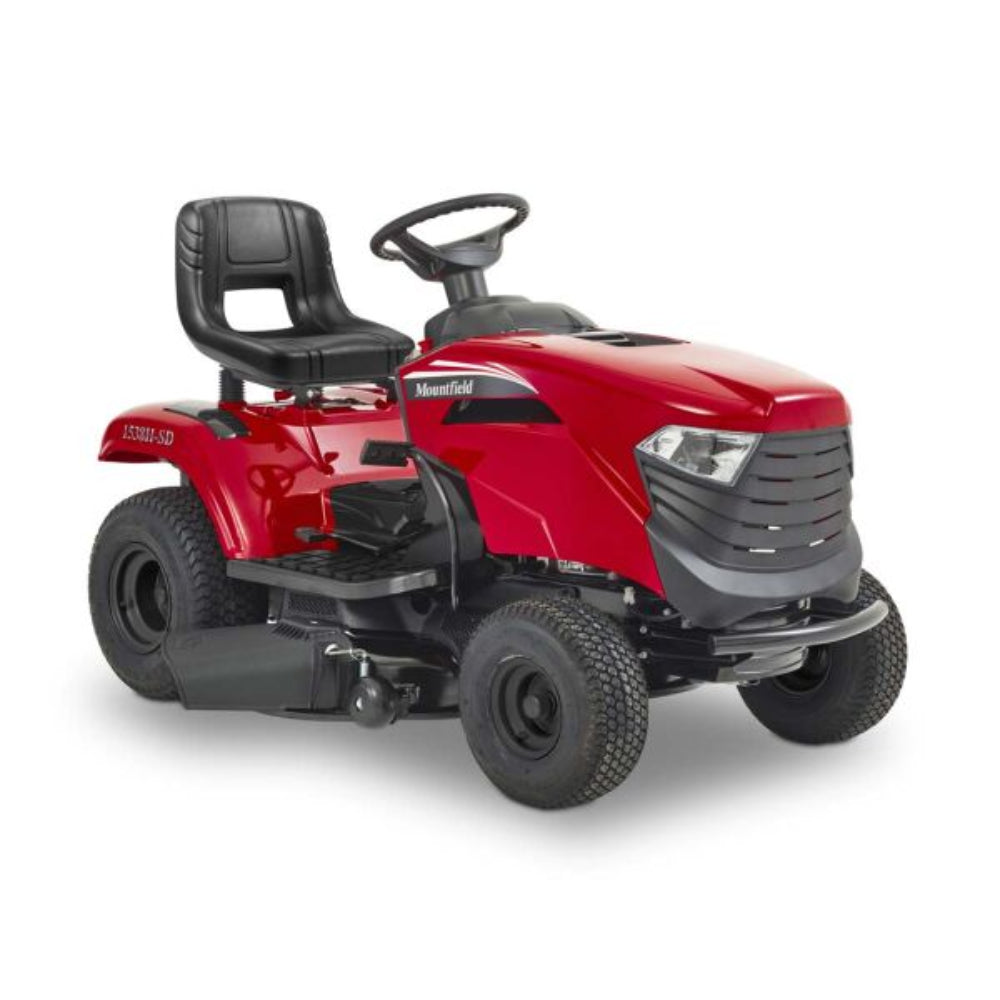Front angle view Mountfield side-discharge 1538H-SD ride on mower