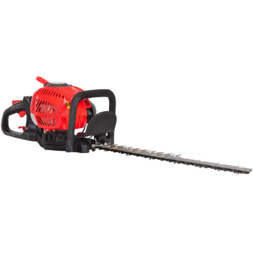 Morrison 25.4cc Red and black hedge trimmer on a white background