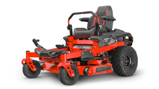 A red Gravely ZTXL 42 zero-turn lawn mower with a high-back seat and vibration isolators.