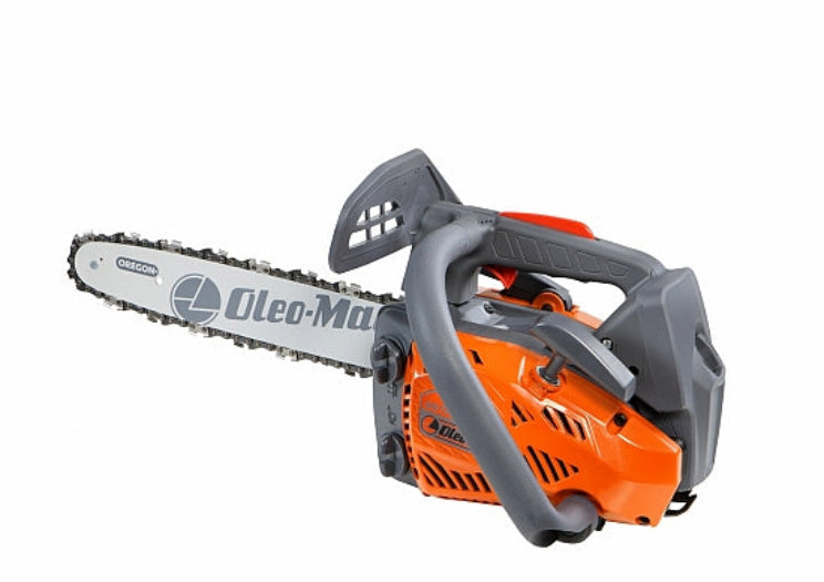 Oleo-Mac pruning saw side view on a white background