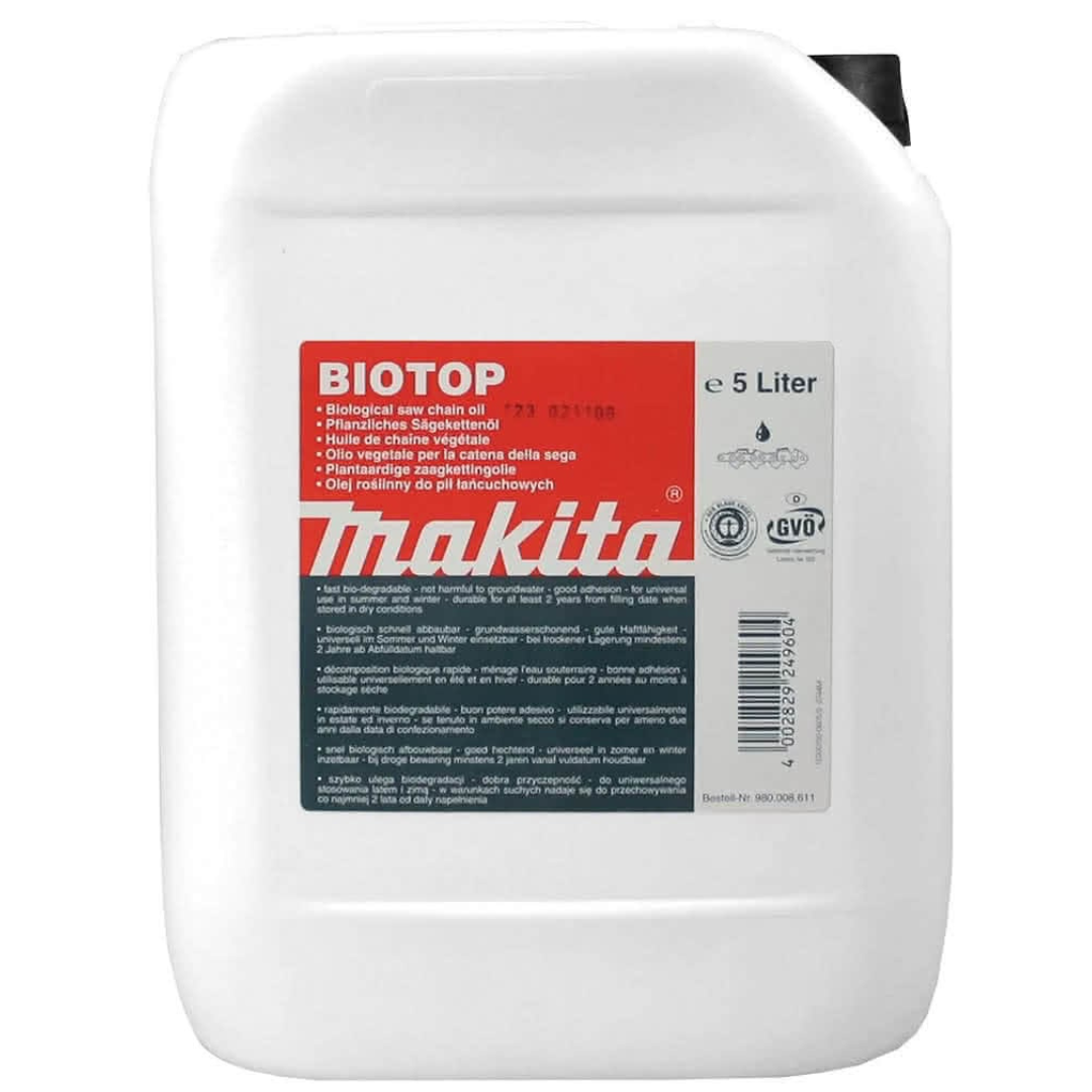 Makita Biotop chain oil container on a white background