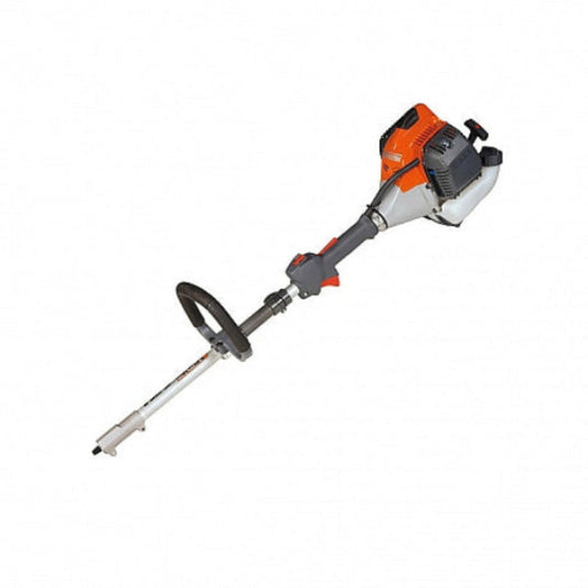 Orange and grey Oleo-Mac Multi-tool power head on white background