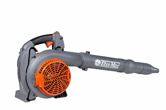 Gray and orange leaf blower with Oleo-Mac branding on a white background