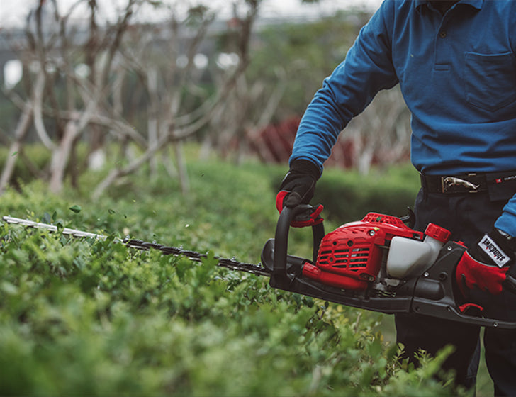 Red Shindaiwa DH221 Hedgetrimmer in use