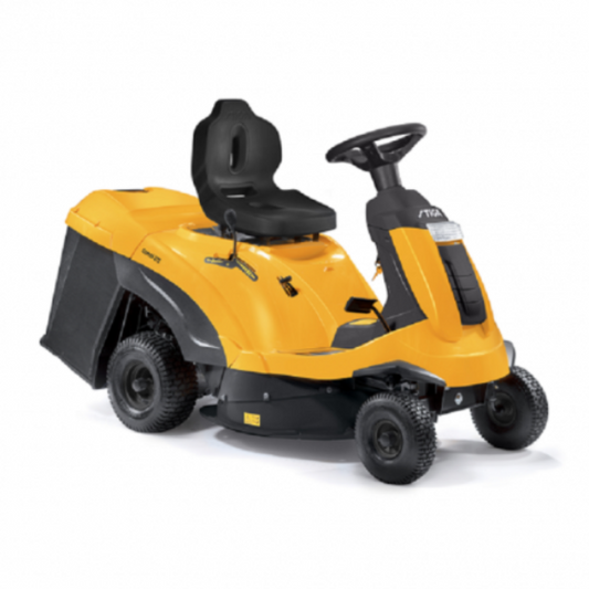 Yellow Stiga Combi 372 riding lawn mower on a white background