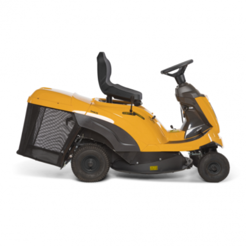 Yellow Stiga Combi 372 riding lawn mower on a white background