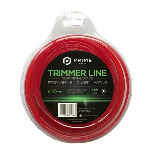 Red trimmer line spool 2.65mm 35m length with Prime Parts label on a white background