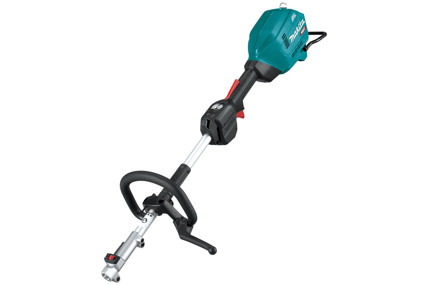 Makita UX001G multi-tool power head with a green handle on a white background