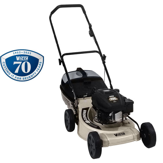 Victa 19" alloy mower, mulch or catch ability on a white background